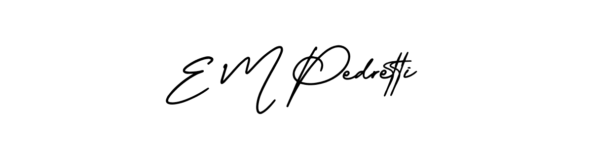 How to make E M Pedretti name signature. Use AmerikaSignatureDemo-Regular style for creating short signs online. This is the latest handwritten sign. E M Pedretti signature style 3 images and pictures png