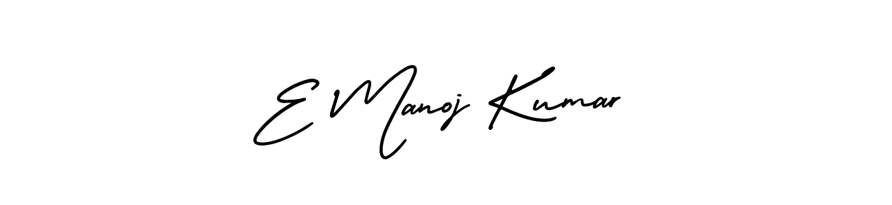 You should practise on your own different ways (AmerikaSignatureDemo-Regular) to write your name (E Manoj Kumar) in signature. don't let someone else do it for you. E Manoj Kumar signature style 3 images and pictures png