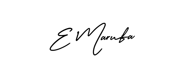 The best way (AmerikaSignatureDemo-Regular) to make a short signature is to pick only two or three words in your name. The name E Marufa include a total of six letters. For converting this name. E Marufa signature style 3 images and pictures png
