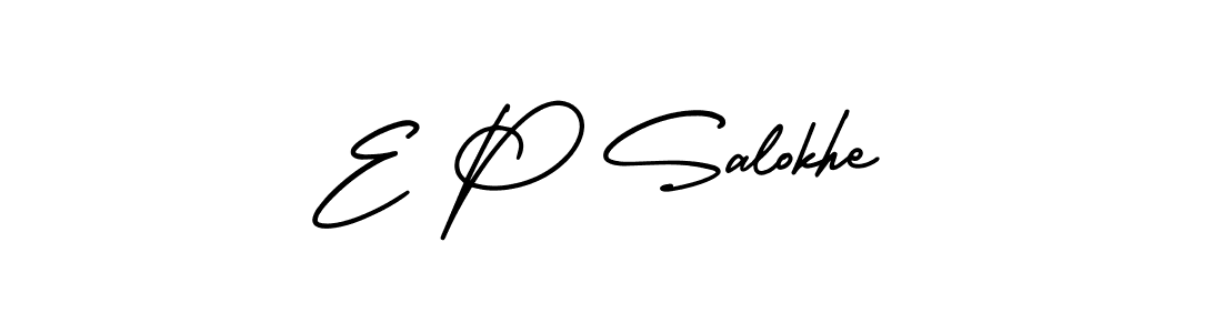 Also You can easily find your signature by using the search form. We will create E P Salokhe name handwritten signature images for you free of cost using AmerikaSignatureDemo-Regular sign style. E P Salokhe signature style 3 images and pictures png