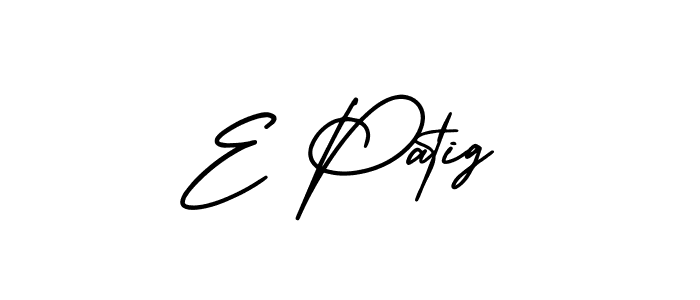 The best way (AmerikaSignatureDemo-Regular) to make a short signature is to pick only two or three words in your name. The name E Patig include a total of six letters. For converting this name. E Patig signature style 3 images and pictures png