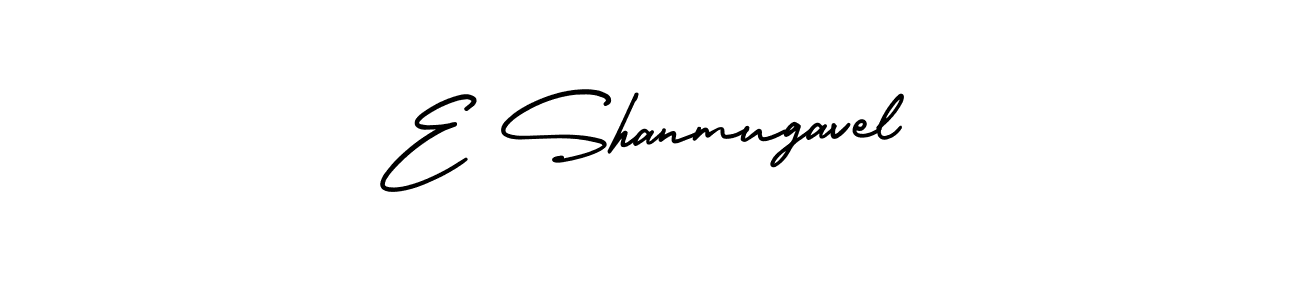 How to make E Shanmugavel name signature. Use AmerikaSignatureDemo-Regular style for creating short signs online. This is the latest handwritten sign. E Shanmugavel signature style 3 images and pictures png