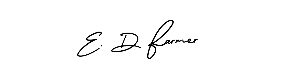 How to make E. D Farmer name signature. Use AmerikaSignatureDemo-Regular style for creating short signs online. This is the latest handwritten sign. E. D Farmer signature style 3 images and pictures png