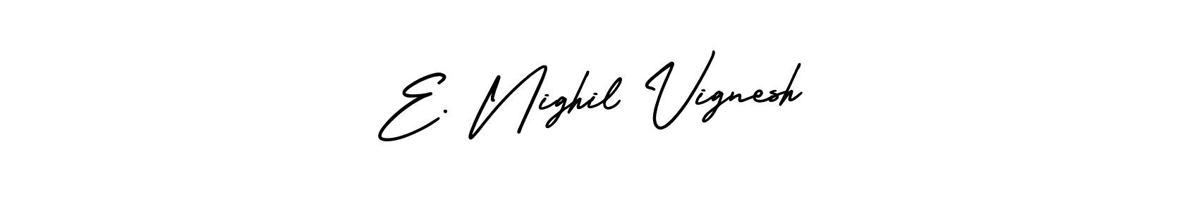 This is the best signature style for the E. Nighil Vignesh name. Also you like these signature font (AmerikaSignatureDemo-Regular). Mix name signature. E. Nighil Vignesh signature style 3 images and pictures png