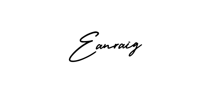 You should practise on your own different ways (AmerikaSignatureDemo-Regular) to write your name (Eanraig) in signature. don't let someone else do it for you. Eanraig signature style 3 images and pictures png