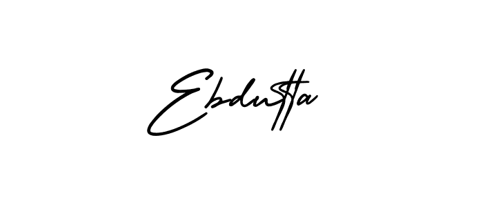 You should practise on your own different ways (AmerikaSignatureDemo-Regular) to write your name (Ebdutta) in signature. don't let someone else do it for you. Ebdutta signature style 3 images and pictures png