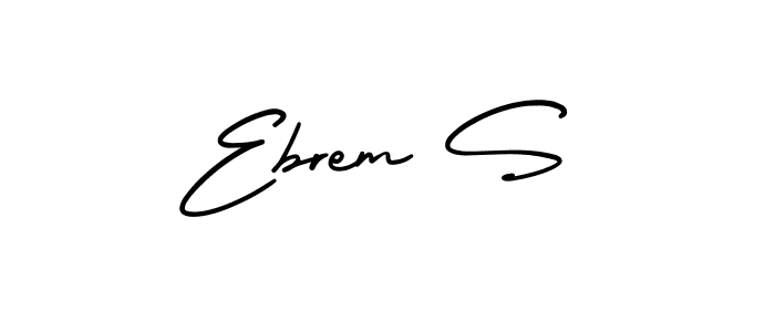 The best way (AmerikaSignatureDemo-Regular) to make a short signature is to pick only two or three words in your name. The name Ebrem S include a total of six letters. For converting this name. Ebrem S signature style 3 images and pictures png