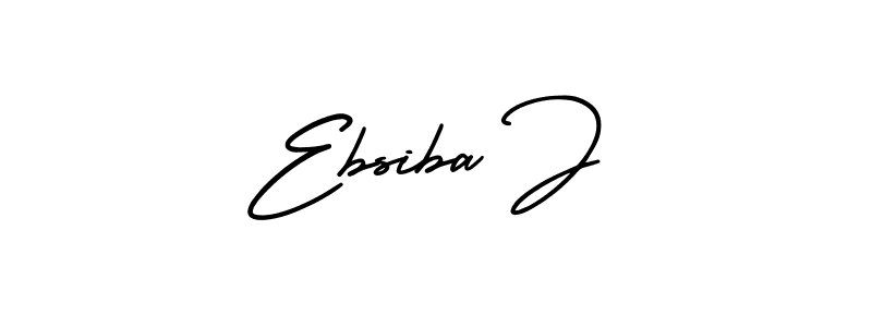 You should practise on your own different ways (AmerikaSignatureDemo-Regular) to write your name (Ebsiba J) in signature. don't let someone else do it for you. Ebsiba J signature style 3 images and pictures png