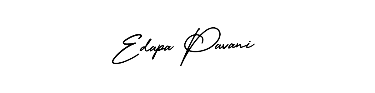 The best way (AmerikaSignatureDemo-Regular) to make a short signature is to pick only two or three words in your name. The name Edapa Pavani include a total of six letters. For converting this name. Edapa Pavani signature style 3 images and pictures png