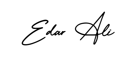 The AmerikaSignatureDemo-Regular handwriting style adds charm and authenticity to name Edar Ali. A wonderful choice for personal thank-you notes. Edar Ali signature style 3 images and pictures png