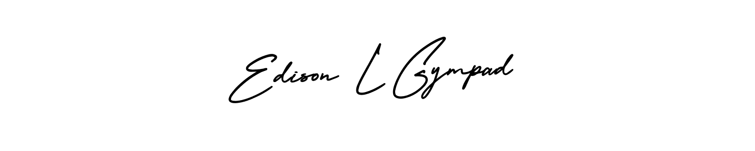 You should practise on your own different ways (AmerikaSignatureDemo-Regular) to write your name (Edison L Gympad) in signature. don't let someone else do it for you. Edison L Gympad signature style 3 images and pictures png