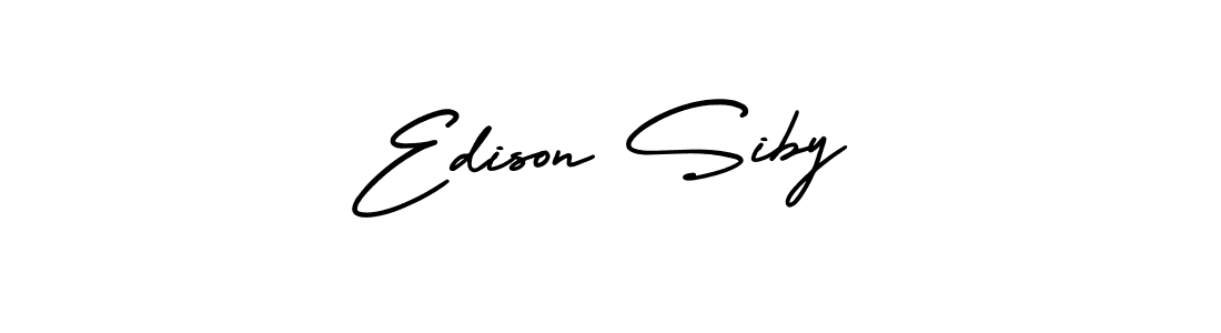 You should practise on your own different ways (AmerikaSignatureDemo-Regular) to write your name (Edison Siby) in signature. don't let someone else do it for you. Edison Siby signature style 3 images and pictures png