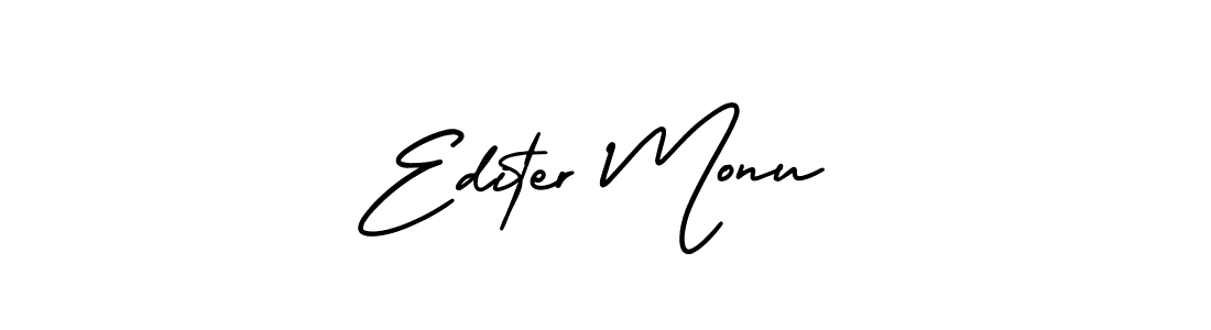 The best way (AmerikaSignatureDemo-Regular) to make a short signature is to pick only two or three words in your name. The name Editer Monu include a total of six letters. For converting this name. Editer Monu signature style 3 images and pictures png