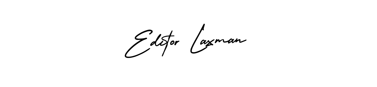 You should practise on your own different ways (AmerikaSignatureDemo-Regular) to write your name (Editor Laxman) in signature. don't let someone else do it for you. Editor Laxman signature style 3 images and pictures png