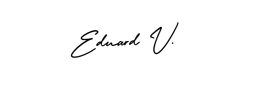 Eduard V. stylish signature style. Best Handwritten Sign (AmerikaSignatureDemo-Regular) for my name. Handwritten Signature Collection Ideas for my name Eduard V.. Eduard V. signature style 3 images and pictures png