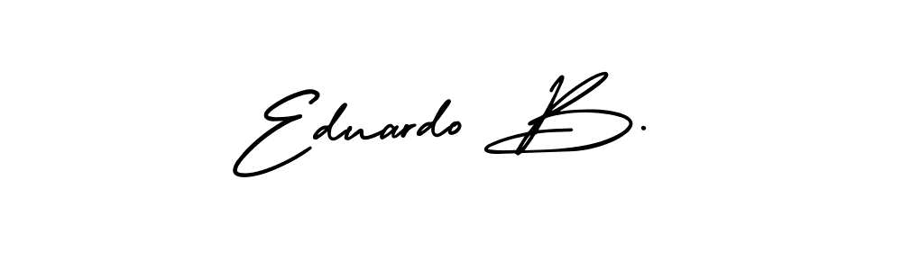 You should practise on your own different ways (AmerikaSignatureDemo-Regular) to write your name (Eduardo B.) in signature. don't let someone else do it for you. Eduardo B. signature style 3 images and pictures png