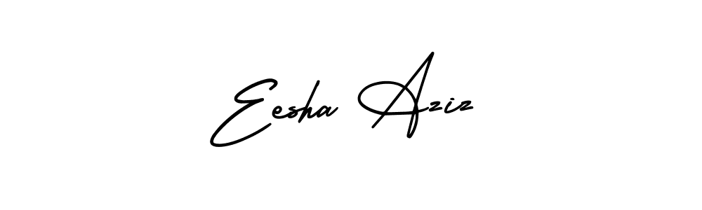 This is the best signature style for the Eesha Aziz name. Also you like these signature font (AmerikaSignatureDemo-Regular). Mix name signature. Eesha Aziz signature style 3 images and pictures png