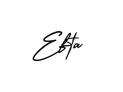 The best way (AmerikaSignatureDemo-Regular) to make a short signature is to pick only two or three words in your name. The name Efta include a total of six letters. For converting this name. Efta signature style 3 images and pictures png