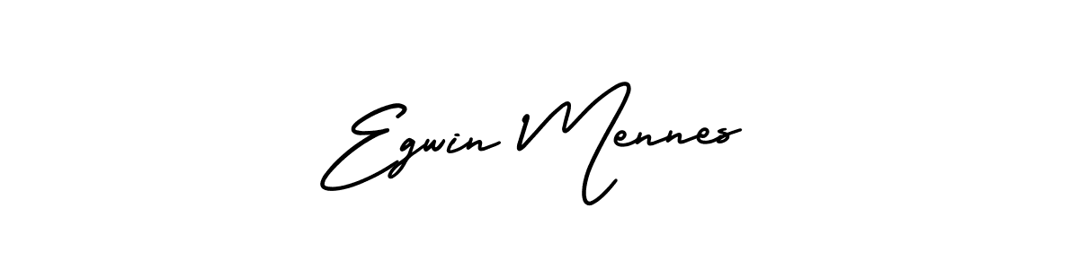 The best way (AmerikaSignatureDemo-Regular) to make a short signature is to pick only two or three words in your name. The name Egwin Mennes include a total of six letters. For converting this name. Egwin Mennes signature style 3 images and pictures png