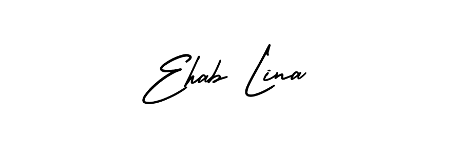 How to make Ehab Lina name signature. Use AmerikaSignatureDemo-Regular style for creating short signs online. This is the latest handwritten sign. Ehab Lina signature style 3 images and pictures png