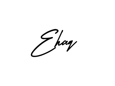 The best way (AmerikaSignatureDemo-Regular) to make a short signature is to pick only two or three words in your name. The name Ehaq include a total of six letters. For converting this name. Ehaq signature style 3 images and pictures png