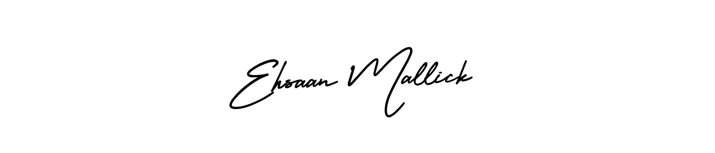 You should practise on your own different ways (AmerikaSignatureDemo-Regular) to write your name (Ehsaan Mallick) in signature. don't let someone else do it for you. Ehsaan Mallick signature style 3 images and pictures png