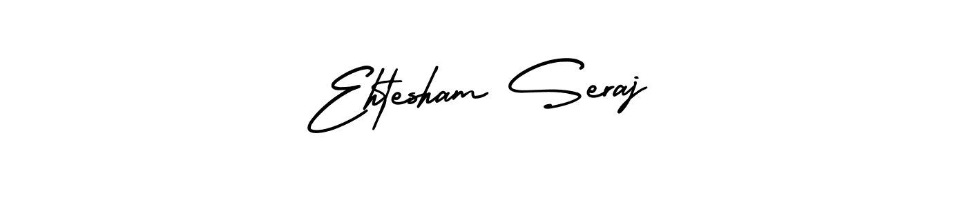 This is the best signature style for the Ehtesham Seraj name. Also you like these signature font (AmerikaSignatureDemo-Regular). Mix name signature. Ehtesham Seraj signature style 3 images and pictures png
