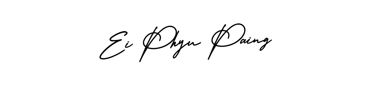 This is the best signature style for the Ei Phyu Paing name. Also you like these signature font (AmerikaSignatureDemo-Regular). Mix name signature. Ei Phyu Paing signature style 3 images and pictures png