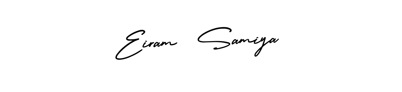 This is the best signature style for the Eiram  Samiya name. Also you like these signature font (AmerikaSignatureDemo-Regular). Mix name signature. Eiram  Samiya signature style 3 images and pictures png