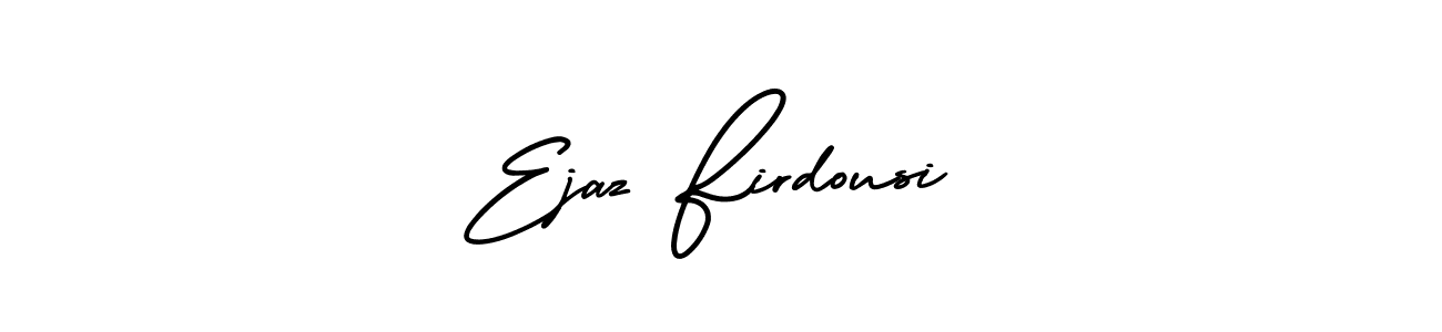 The best way (AmerikaSignatureDemo-Regular) to make a short signature is to pick only two or three words in your name. The name Ejaz Firdousi include a total of six letters. For converting this name. Ejaz Firdousi signature style 3 images and pictures png