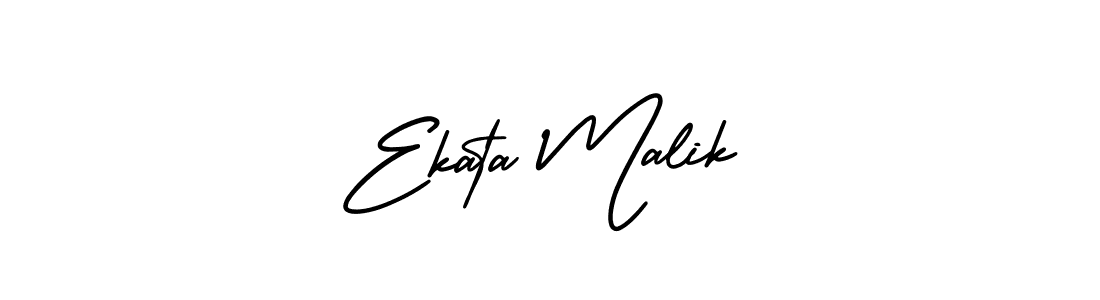 You should practise on your own different ways (AmerikaSignatureDemo-Regular) to write your name (Ekata Malik) in signature. don't let someone else do it for you. Ekata Malik signature style 3 images and pictures png
