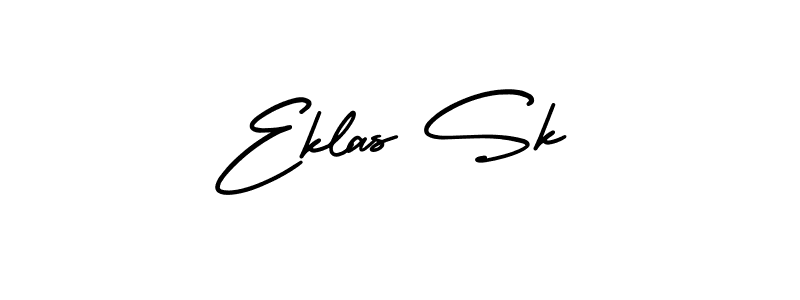 You should practise on your own different ways (AmerikaSignatureDemo-Regular) to write your name (Eklas Sk) in signature. don't let someone else do it for you. Eklas Sk signature style 3 images and pictures png