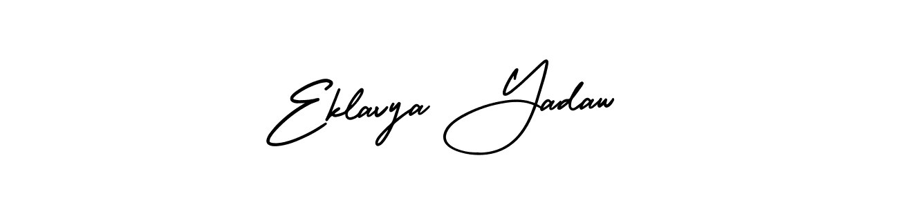 The best way (AmerikaSignatureDemo-Regular) to make a short signature is to pick only two or three words in your name. The name Eklavya Yadaw include a total of six letters. For converting this name. Eklavya Yadaw signature style 3 images and pictures png
