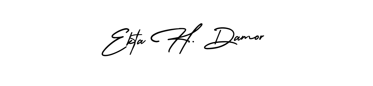 Create a beautiful signature design for name Ekta H. Damor. With this signature (AmerikaSignatureDemo-Regular) fonts, you can make a handwritten signature for free. Ekta H. Damor signature style 3 images and pictures png