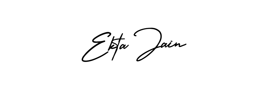 You should practise on your own different ways (AmerikaSignatureDemo-Regular) to write your name (Ekta Jain) in signature. don't let someone else do it for you. Ekta Jain signature style 3 images and pictures png