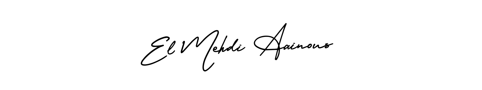 The best way (AmerikaSignatureDemo-Regular) to make a short signature is to pick only two or three words in your name. The name El Mehdi Aainous include a total of six letters. For converting this name. El Mehdi Aainous signature style 3 images and pictures png