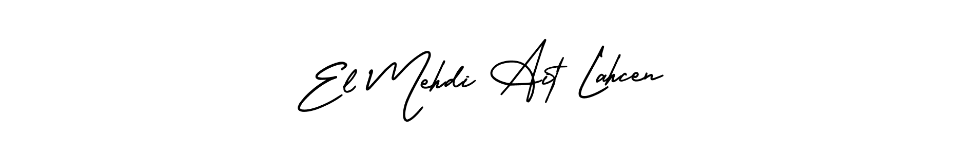 This is the best signature style for the El Mehdi Ait Lahcen name. Also you like these signature font (AmerikaSignatureDemo-Regular). Mix name signature. El Mehdi Ait Lahcen signature style 3 images and pictures png
