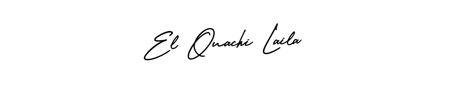 This is the best signature style for the El Ouachi Laila name. Also you like these signature font (AmerikaSignatureDemo-Regular). Mix name signature. El Ouachi Laila signature style 3 images and pictures png