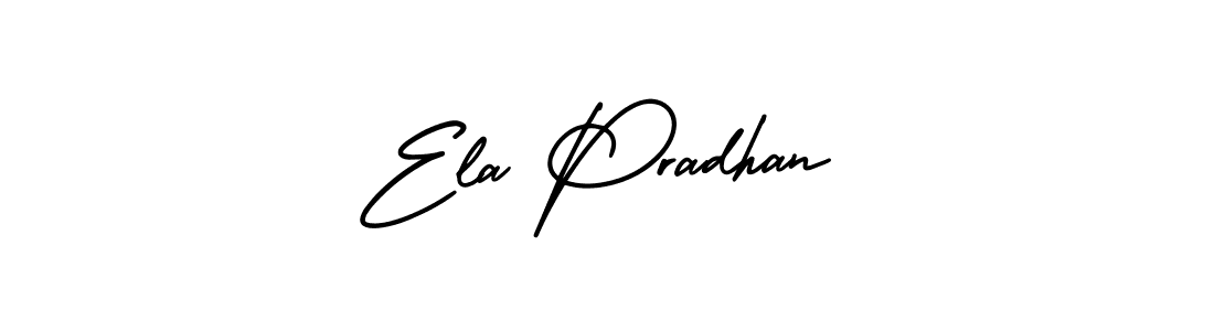 You should practise on your own different ways (AmerikaSignatureDemo-Regular) to write your name (Ela Pradhan) in signature. don't let someone else do it for you. Ela Pradhan signature style 3 images and pictures png