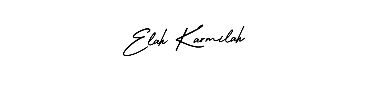 AmerikaSignatureDemo-Regular is a professional signature style that is perfect for those who want to add a touch of class to their signature. It is also a great choice for those who want to make their signature more unique. Get Elah Karmilah name to fancy signature for free. Elah Karmilah signature style 3 images and pictures png