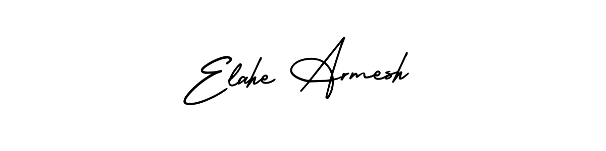 The best way (AmerikaSignatureDemo-Regular) to make a short signature is to pick only two or three words in your name. The name Elahe Armesh include a total of six letters. For converting this name. Elahe Armesh signature style 3 images and pictures png
