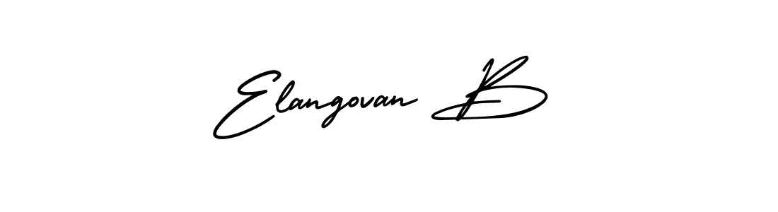 How to make Elangovan B name signature. Use AmerikaSignatureDemo-Regular style for creating short signs online. This is the latest handwritten sign. Elangovan B signature style 3 images and pictures png