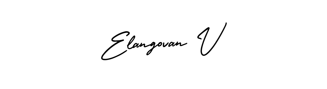 Elangovan V stylish signature style. Best Handwritten Sign (AmerikaSignatureDemo-Regular) for my name. Handwritten Signature Collection Ideas for my name Elangovan V. Elangovan V signature style 3 images and pictures png