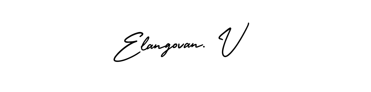 if you are searching for the best signature style for your name Elangovan. V. so please give up your signature search. here we have designed multiple signature styles  using AmerikaSignatureDemo-Regular. Elangovan. V signature style 3 images and pictures png