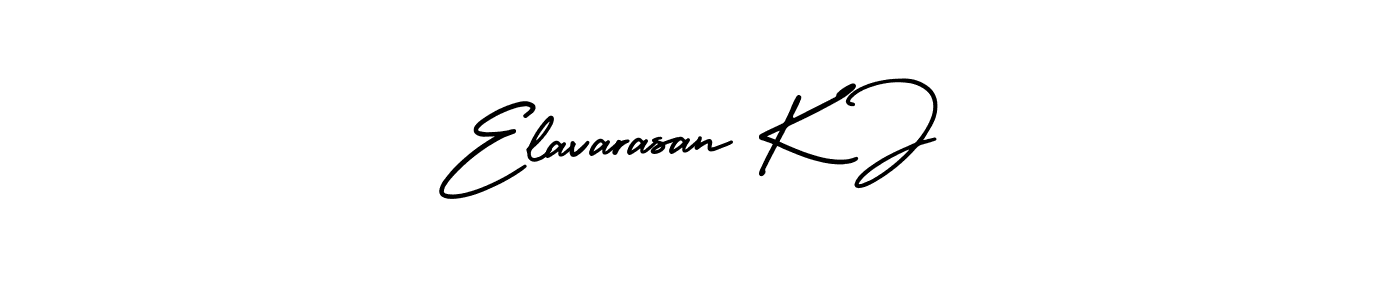 if you are searching for the best signature style for your name Elavarasan K J. so please give up your signature search. here we have designed multiple signature styles  using AmerikaSignatureDemo-Regular. Elavarasan K J signature style 3 images and pictures png