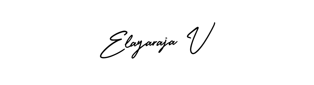 You should practise on your own different ways (AmerikaSignatureDemo-Regular) to write your name (Elayaraja V) in signature. don't let someone else do it for you. Elayaraja V signature style 3 images and pictures png