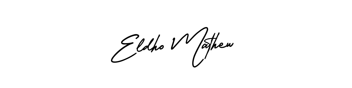 You should practise on your own different ways (AmerikaSignatureDemo-Regular) to write your name (Eldho Mathew) in signature. don't let someone else do it for you. Eldho Mathew signature style 3 images and pictures png