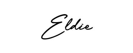 Looking for an artistic signature for Eldie? The AmerikaSignatureDemo-Regular calligraphy style gives a sophisticated flow suitable for business cards and emails. Eldie signature style 3 images and pictures png