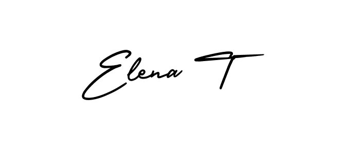 How to make Elena T name signature. Use AmerikaSignatureDemo-Regular style for creating short signs online. This is the latest handwritten sign. Elena T signature style 3 images and pictures png