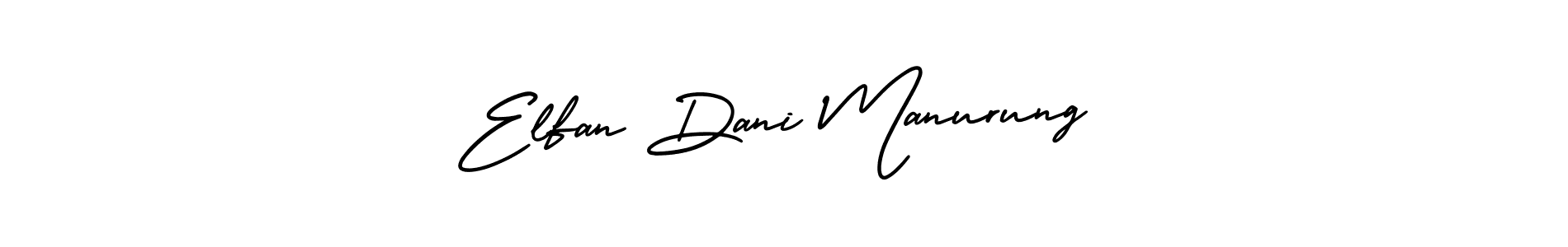 This is the best signature style for the Elfan Dani Manurung name. Also you like these signature font (AmerikaSignatureDemo-Regular). Mix name signature. Elfan Dani Manurung signature style 3 images and pictures png